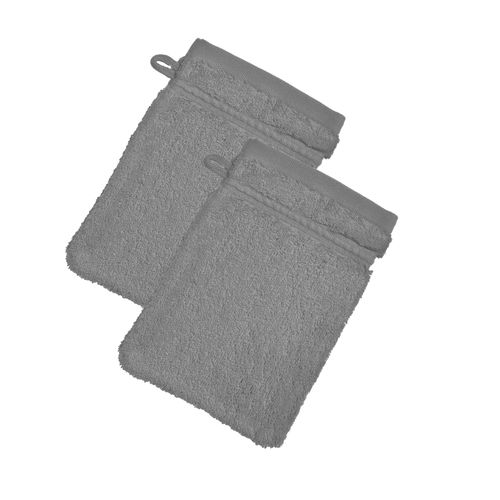Lot De 2 Gant De Toilette 15x21 Gris Silex En Coton