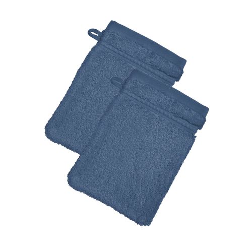 Lot De 2 Gant De Toilette 15x21 Violet Indigo En Coton