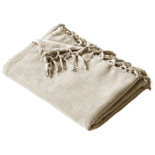 Plaid 150x150 Blanc Ivoire En Coton