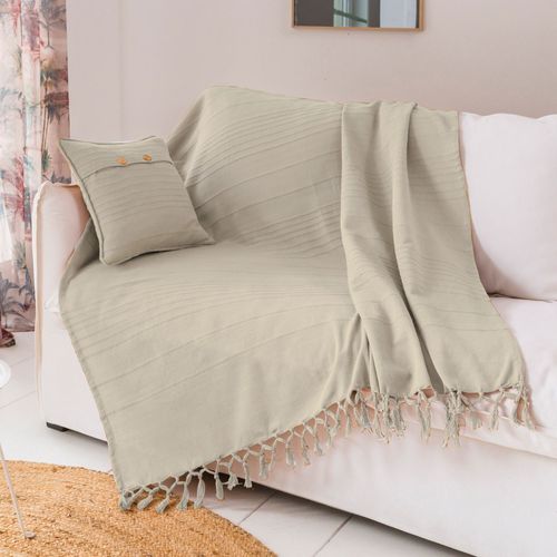 Jeté De Canapé 230x250 Blanc Ivoire En Coton