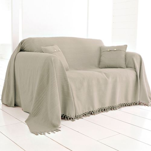 Jeté De Canapé 270x250 Blanc Ivoire En Coton