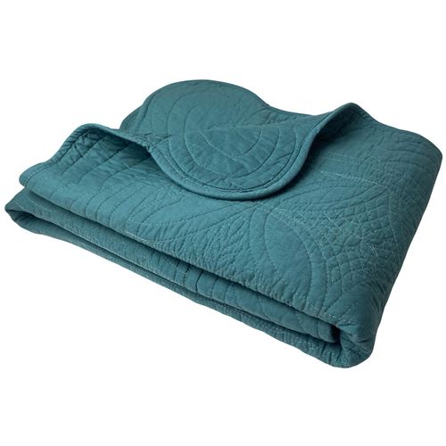 Plaid 150x150 Bleu Canard En Coton 370 G/m²