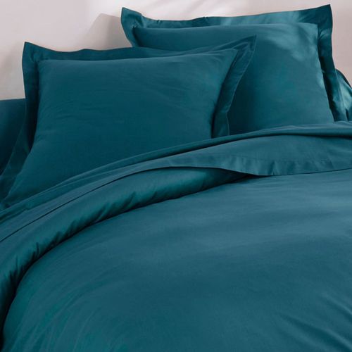 Drap-housse 90x200x28 Bleu Canard En Coton