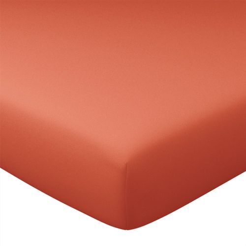 Drap-housse 90x200x28 Orange Terracotta En Coton