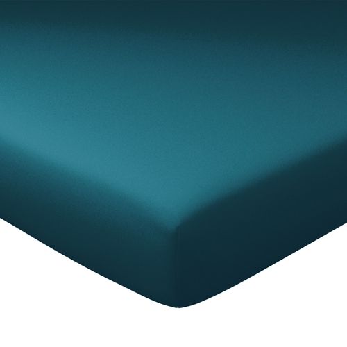 Drap-housse Grand Bonnet 180x200x32 Bleu Canard En Coton