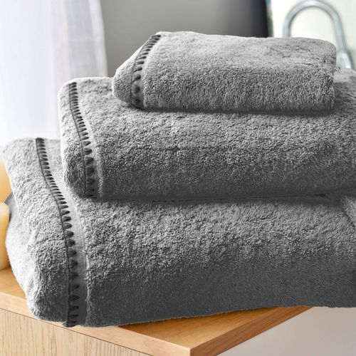 Serviette De Toilette 50x100 Gris Granit En Coton