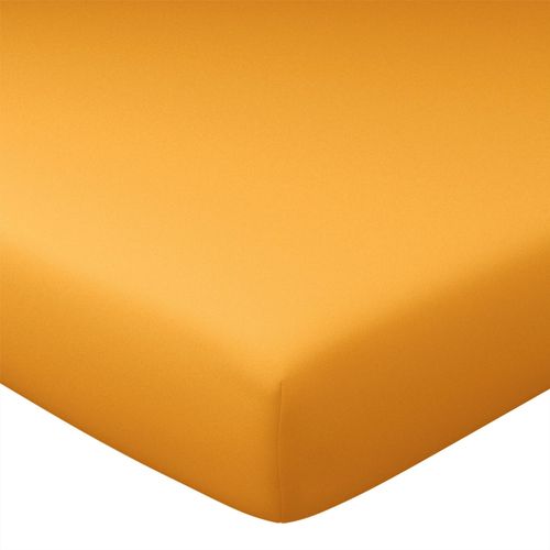 Drap-housse 120x200x28 Jaune Curcuma En Coton