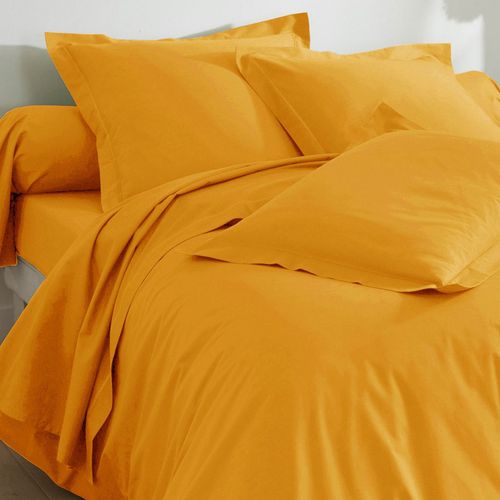 Drap-housse 140x200x28 Jaune Curcuma En Coton