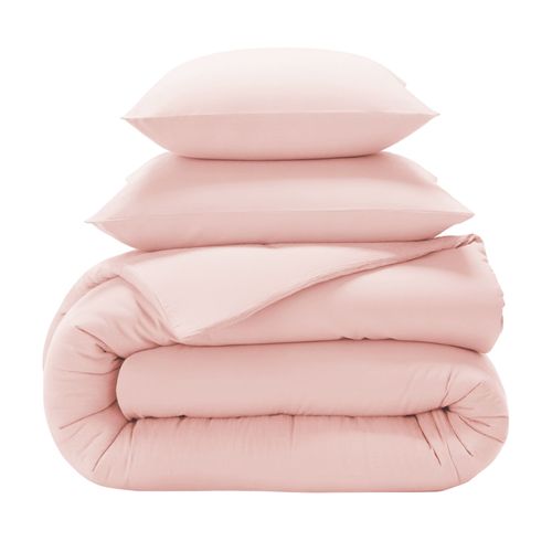 Housse De Couette 240x220 Rose Thé En Coton