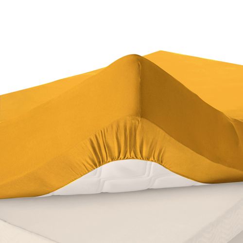 Drap-housse Grand Bonnet 90x200x32 Jaune Curcuma En Coton