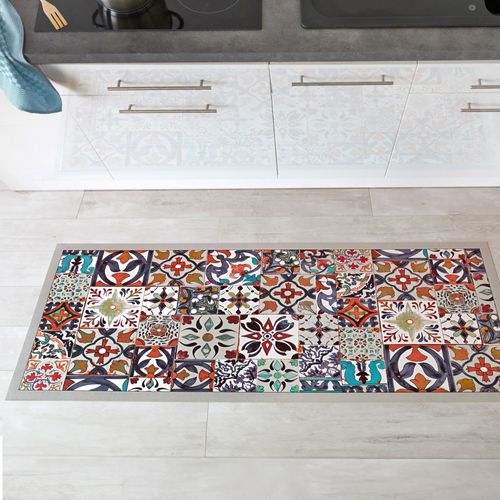 Tapis Vinyle Unique Orange En Synthétique