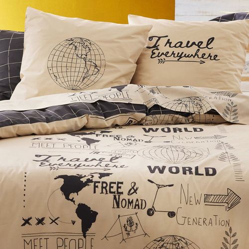 Housse De Couette 140x200 Gris En Coton