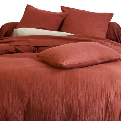 Housse De Couette 240x220 Orange Terracotta En Coton