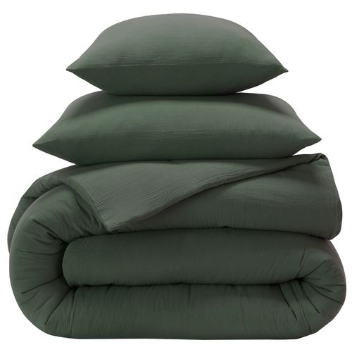 Housse De Couette 140x200 Vert Kaki En Coton