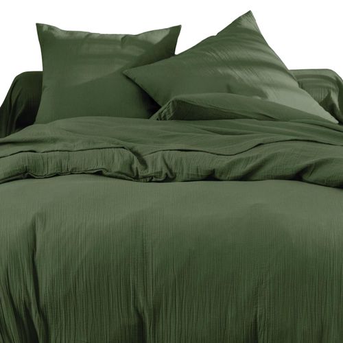 Housse De Couette 260x240 Vert Kaki En Coton