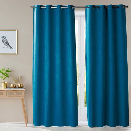 Rideau Occultant 140x180 Bleu Petrole En Polyester