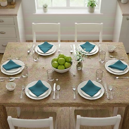 Serviette De Table 43x43 Bleu Canard En Coton