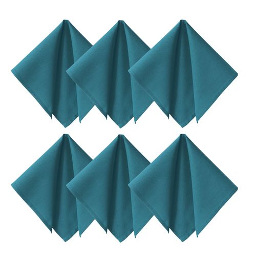 Serviette De Table 43x43 Bleu Canard En Coton