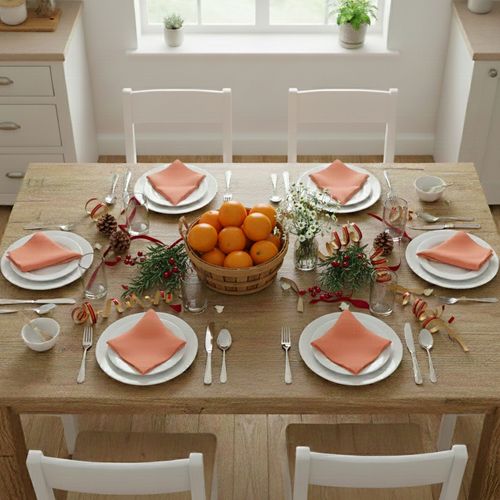 Serviette De Table 43x43 Orange Corail En Coton