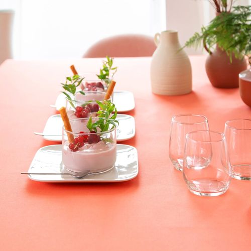 Nappe Ronde 235 Cm Orange Corail En Coton