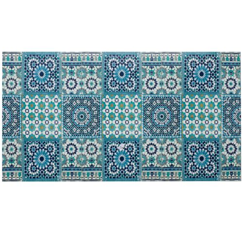 Tapis Vinyle Bleu Turquoise En Synthétique