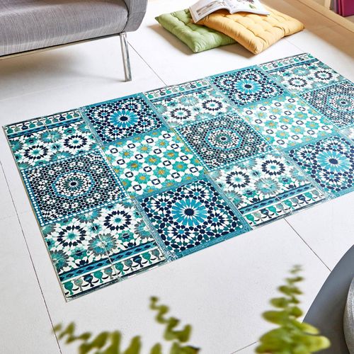 Tapis Vinyle 65x120 Bleu Turquoise En Synthétique