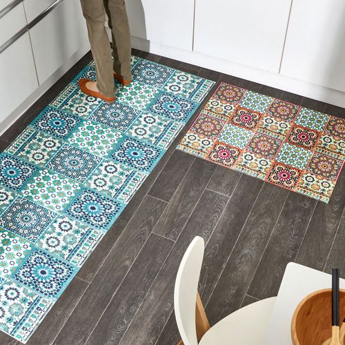 Tapis Vinyle 65x120 Bleu Turquoise En Synthétique