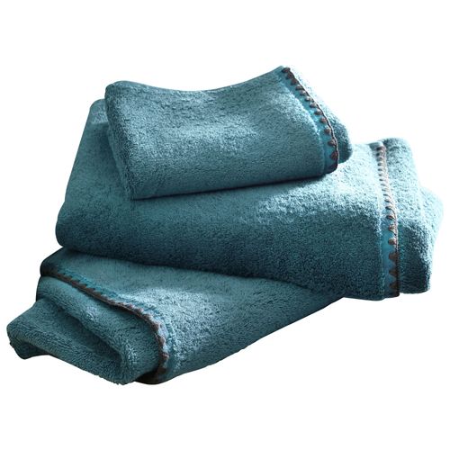 Drap De Bain 70x130 Bleu Stone En Coton