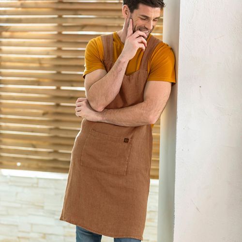 Tablier 90x130 Marron Havane En Lin