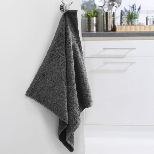 Lot De 2 Essuie-mains 50x50 Gris Foncé En Coton