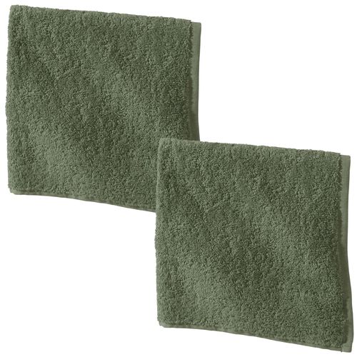 Lot De 2 Essuie-mains 50x50 Vert Olive En Coton