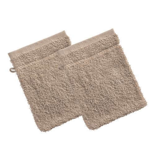 Lot De 2 Gant De Toilette 15x20 Beige Ficelle En Coton