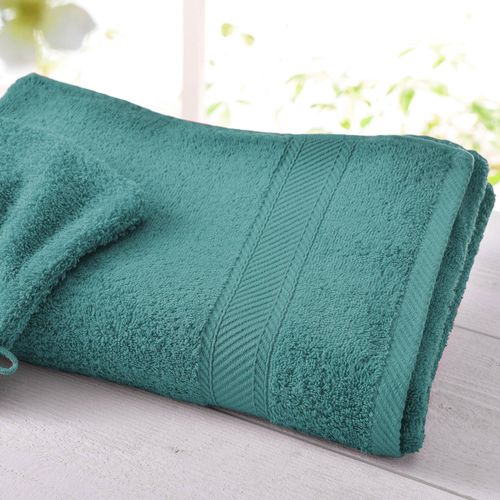 Drap De Bain 100x150 Bleu Paon En Coton