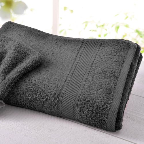 Lot De 2 Serviette De Toilette 50x100 Gris Foncé En Coton