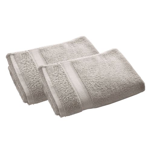 Lot De 2 Serviette De Toilette 50x100 Gris Galet En Coton