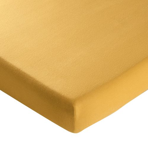 Drap-housse 90x200x28 Jaune Soleil En Coton