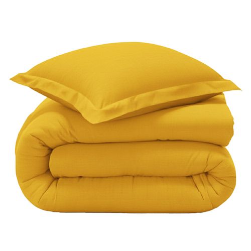 Housse De Couette 200x200 Jaune Soleil En Coton