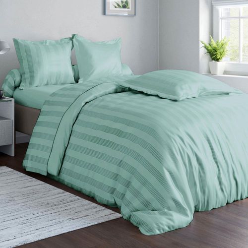 Taie Volant 63x63 Bleu Céladon En Coton