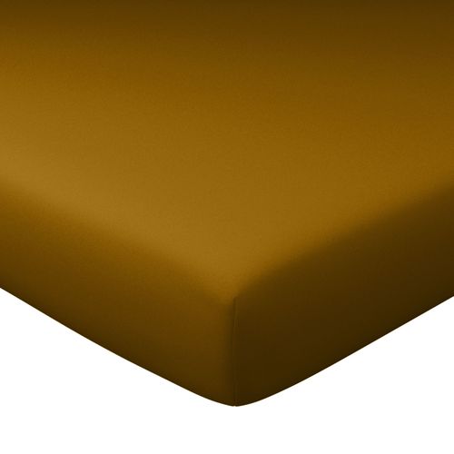 Drap-housse 140x190x28 Marron Caramel En Coton