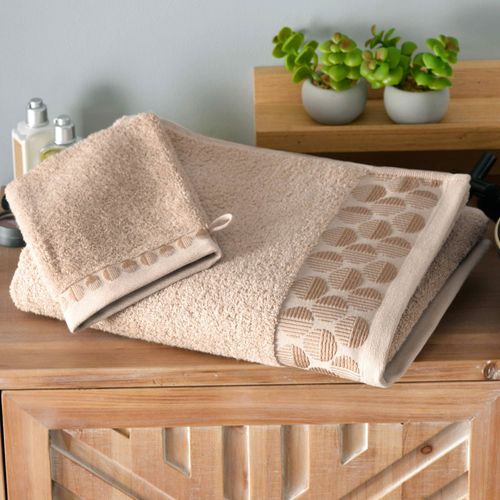 Lot De 2 Gant De Toilette 15x21 Beige En Coton 450 G/m²