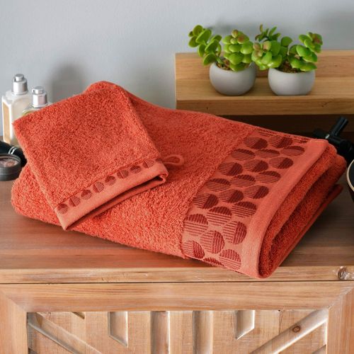 Serviette De Toilette 50x90 Orange Terracotta En Coton 450 G/m²
