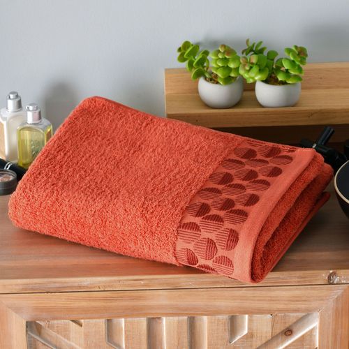 Serviette De Toilette 50x90 Orange Terracotta En Coton 450 G/m²