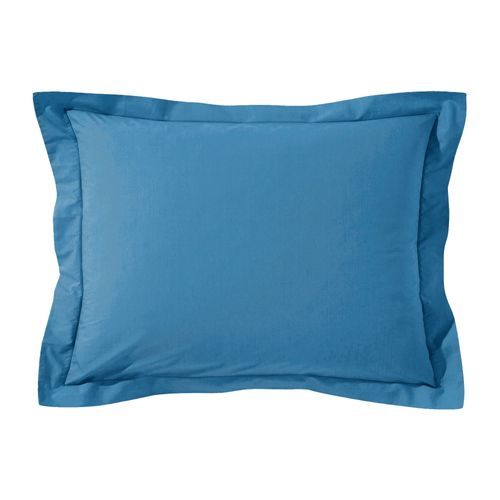 Taie Volant 63x63 Bleu Océan En Coton