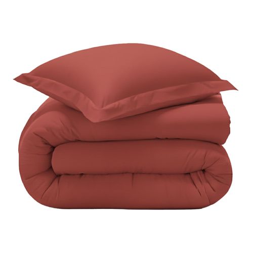 Housse De Couette 260x240 Orange Sienne En Coton