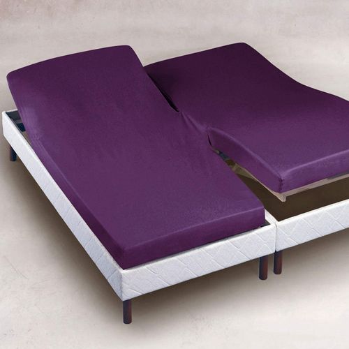 Drap-housse Tête Et Pied Reglable 160x200x28 Violet En Coton