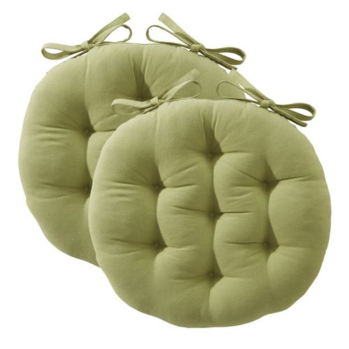 Lot de 2 Galettes Rondes Vert Pistache En Coton