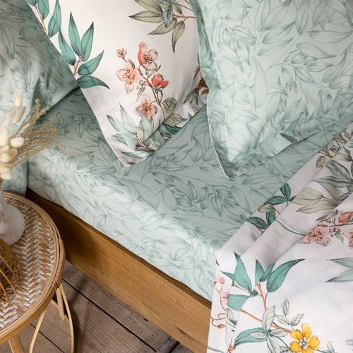 Drap-housse 140x190x28 Vert En Coton