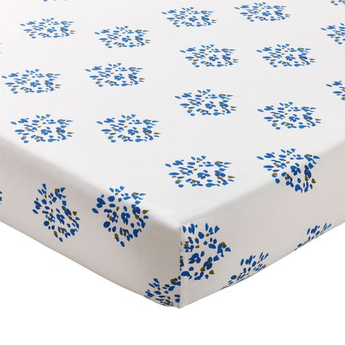 Drap-housse 160x200x28 Bleu En Coton