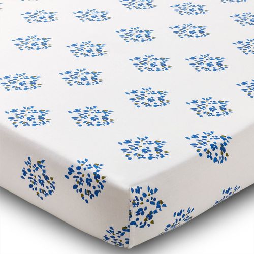 Drap-housse 160x200x28 Bleu En Coton