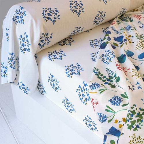 Drap-housse 160x200x28 Bleu En Coton